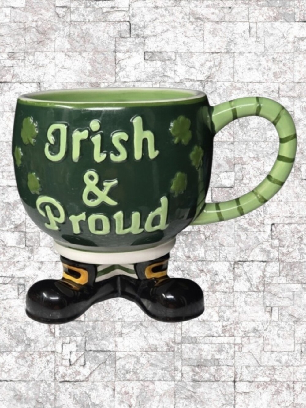 "Bella Casa By Ganz" "Irish & Proud" Figural Style Mug With Feet